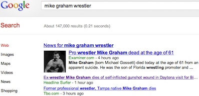 Wrestler Mike Graham's suicide trending